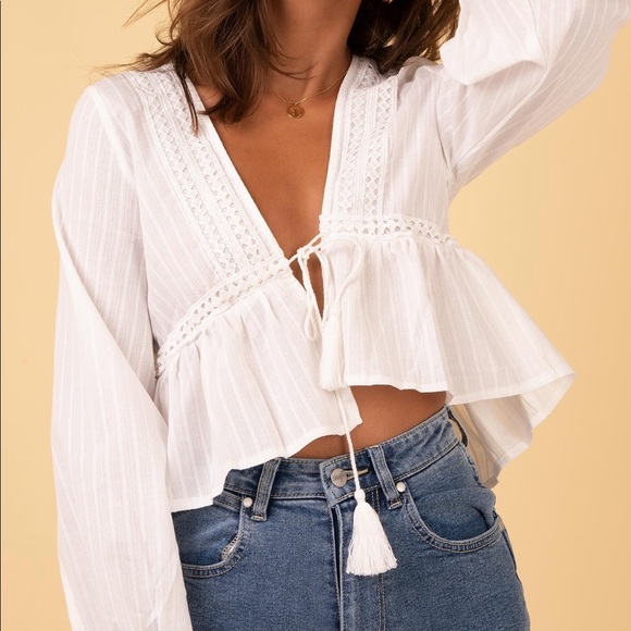 Princess Polly Tops - Princess Polly Rain Dance Tie Front Top